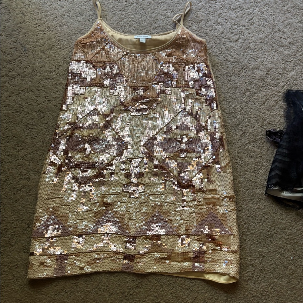 Boston Proper Gold Sequin Dress